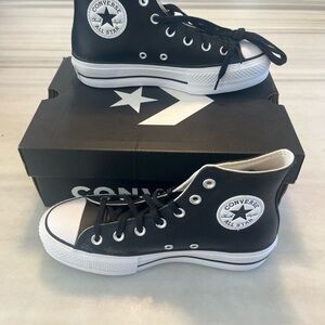 Converse Leather Black and White Women's Platform Chuck Taylor’s